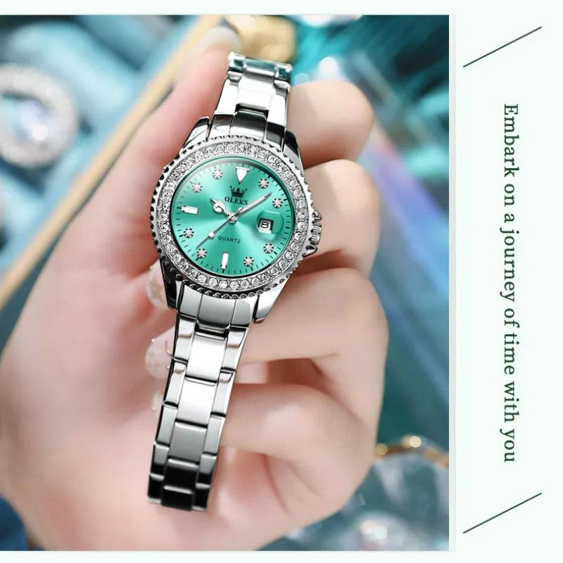 Кварцевые бриллиантовые роскошные часы для женщин, водонепроницаемые, модные, с ремешком из нержавеющей стали, женские наручные часы с подсветкой