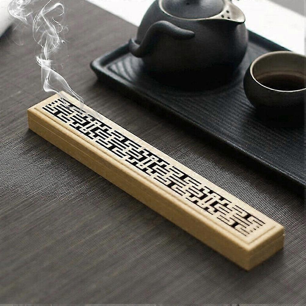1Pc Bamboo Wood Incense Stick Holder Burning Joss Insence Box Burner Ash Catcher HFMQV 25-26s