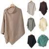 Ladies' Fashionable Knitted Shawl Cape With Buckle Yarn Plaid Scarf, Women's Versatile Warm Plain Weave Shawl