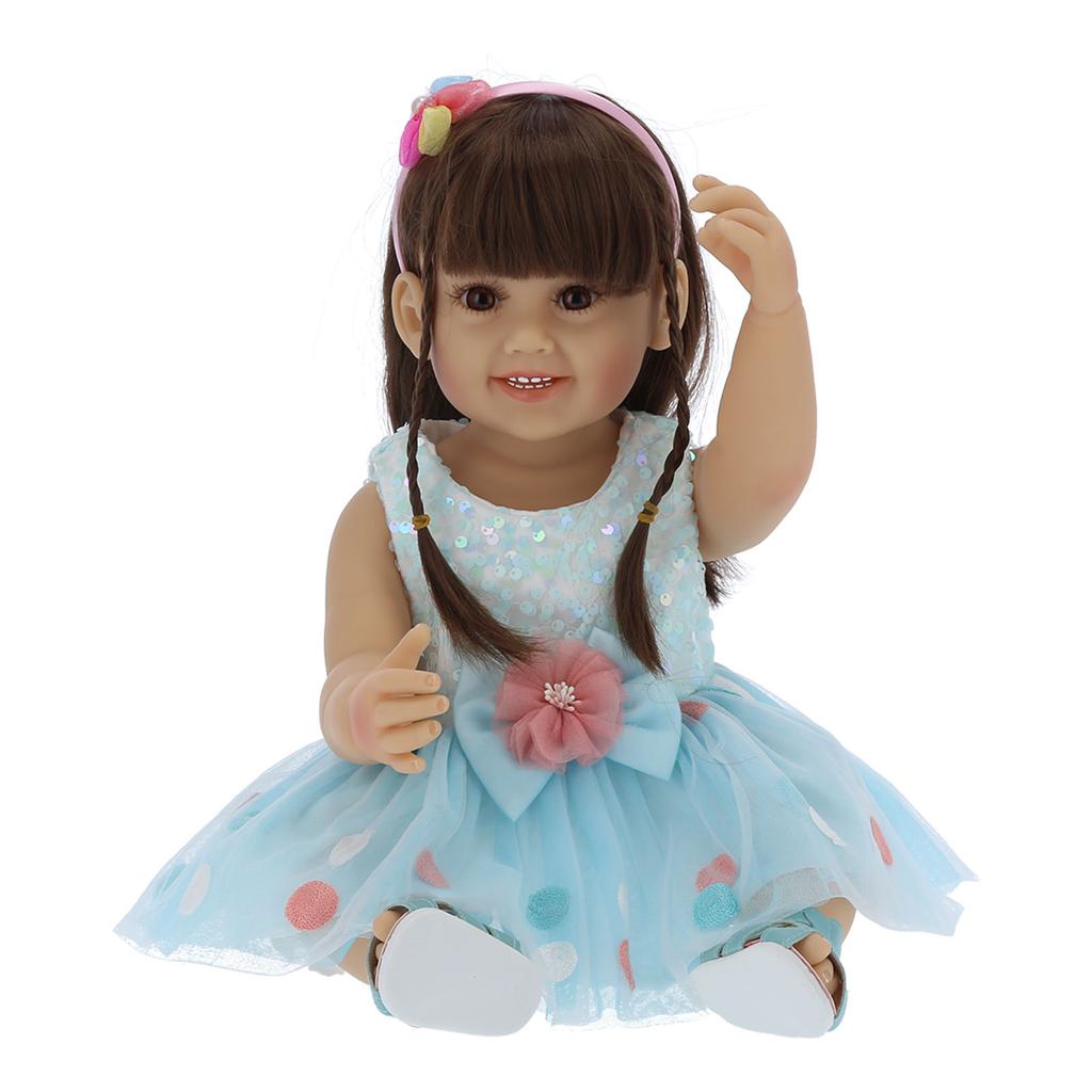 55 см кукла-реборн девочка модная синяя юбка реалистичная кукла малыша детская игрушка подарок