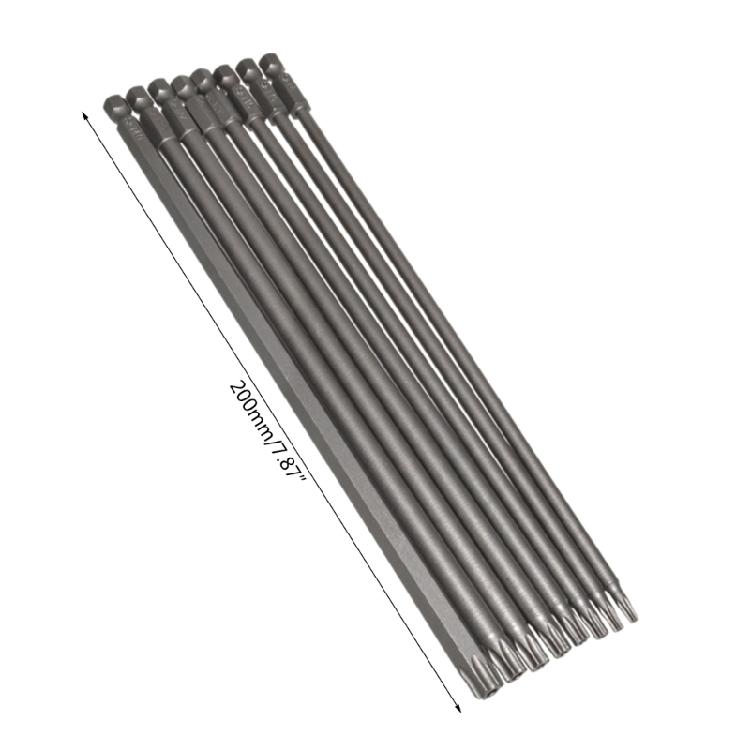 Professional 8PCS Power Bits Set for Torx Head Screws Strong Magnetism Hollow