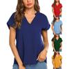 Модная женская летняя футболка с коротким рукавом и v-образным вырезом, шифоновая блузка, однотонная