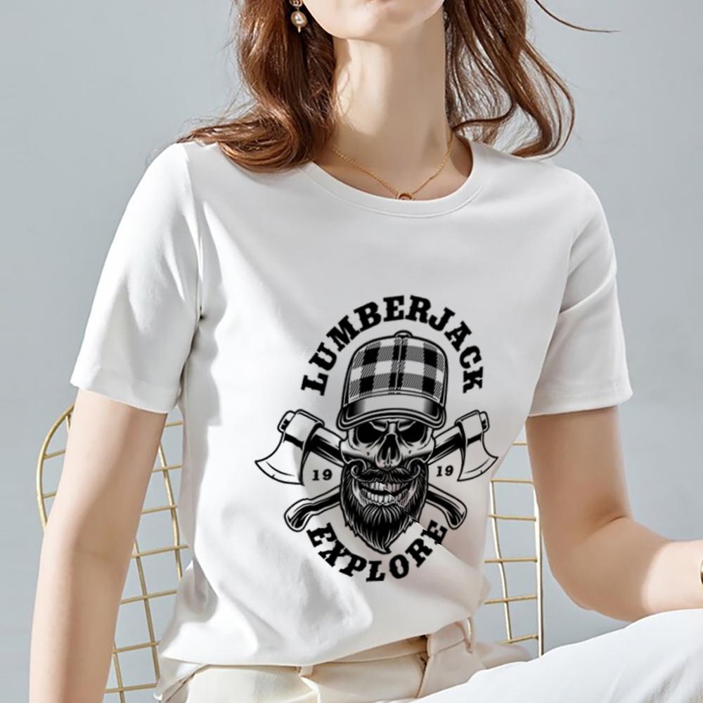 Женская футболка Street Trend Белый топ в стиле панк-готика с изображением пиратского черепа, короткий рукав, повседневный дышащий круглый вырез, удобный женский топ