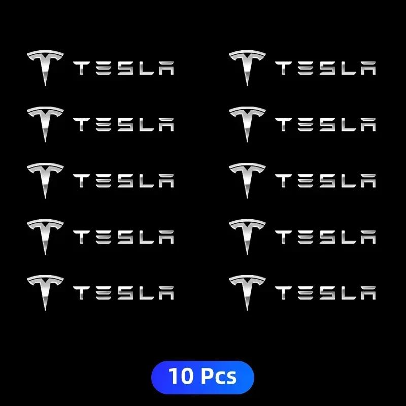 Автомобильная наклейка Tesla 10 шт. Автомобильная 3D-металлическая наклейка Наклейка на руль интерьера Для Tesla Model 3 Model S Model Y Roadster SpaceX A