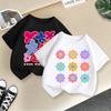 Children T-shirt Flower Printed Kids 100% Cotton Clothes Tops 2-13Y O-Neck Short-sleeve T-shirt