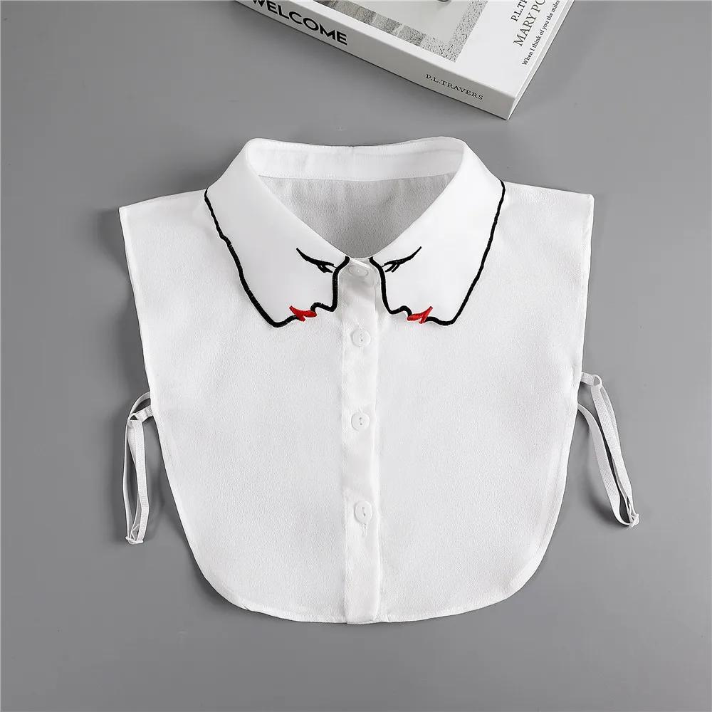 Formal False Collar Women Embroidery Faux Col Half Shirt Blouse Fake Collars Sweater Shirt Detachable Collars Accessories
