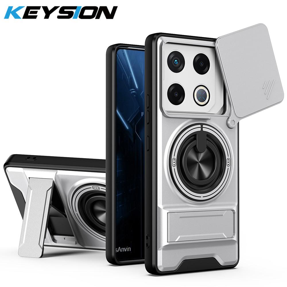 KEYSION Магнитный чехол для телефона Infinix GT 20 Pro 5G Защита камеры со сдвижной крышкой Вертикальная подставка Кольцо 360° Ударопрочная задняя крышка