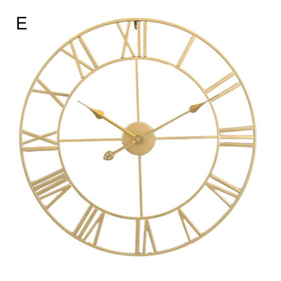 Wall Clock Roman Large Decorative Numerals Rust-proof Wrought Iron Silent Clock for Home