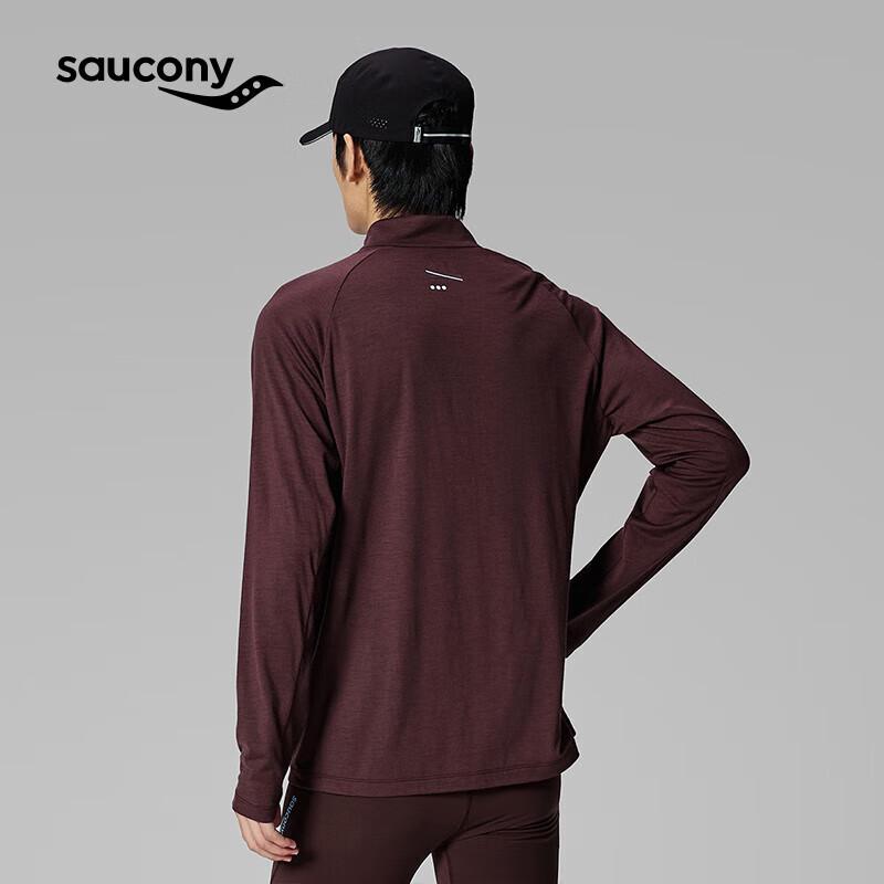 SAUCONY Мужской топ с полумолнией и длинным рукавом из смесовой шерсти