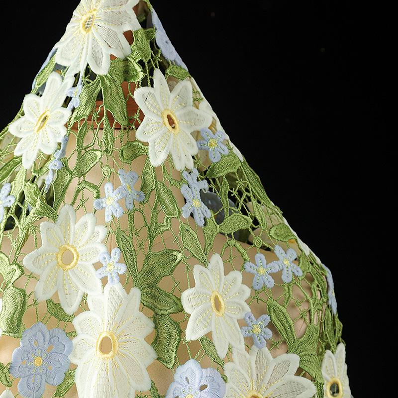 50*130 см шикарные зеленые вышитые цветы ткани для самостоятельного шитья одежды шляпа платье фон для декора художественный дизайнер ткань