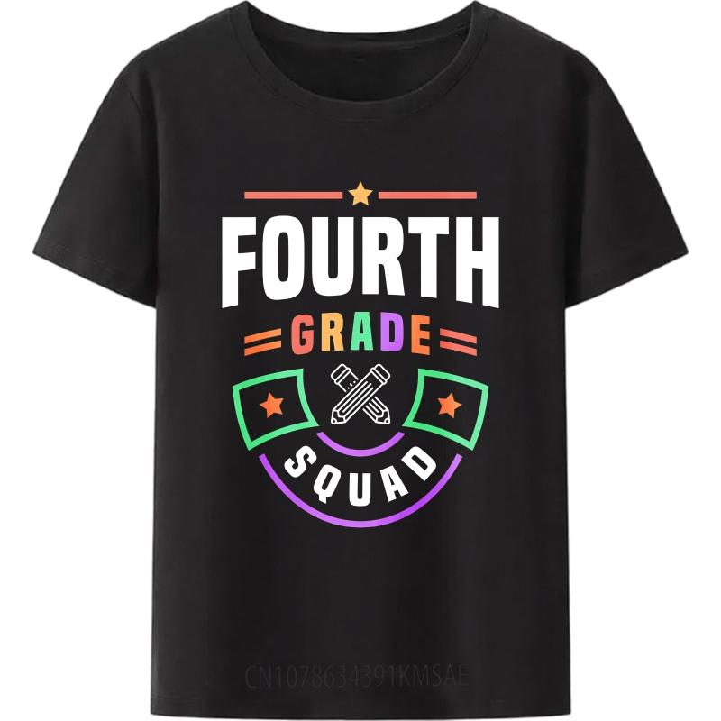Stylish For Him Summer tshirt Fourth Grade Squad Design With Stars And Pencils Short Sleeve New Arrived ONeck Unisex Top Tees