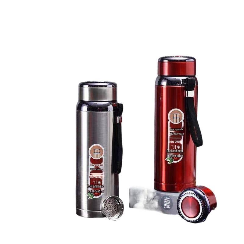 Термобутылка из нержавеющей стали большой вместимости для занятий спортом на открытом воздухе - Короткий, широкий дизайн для мужчин и женщин