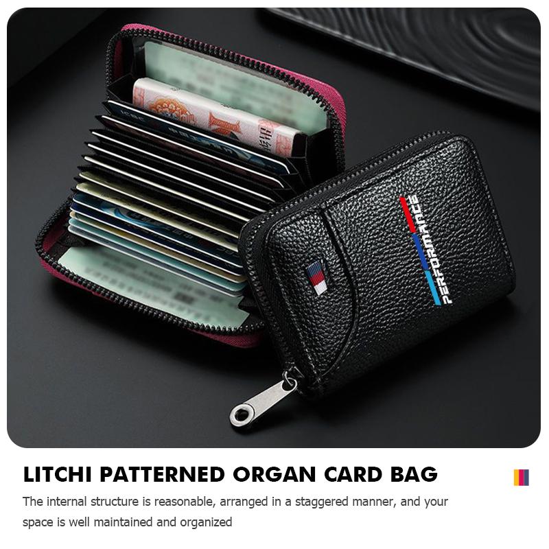 ZDNE2 For BMW Car Logo Card Holder Coin Wallet ID Card Driver License Organizer Holder 1 2 3 5 7 Series X1 X2 X3 X4 X5 X6 G20 G30 G11