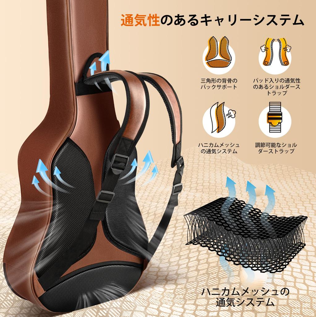 Акустическая гитара CAHAYA толщиной 15 мм с мягкой сотовой сеткой, вентиляционной системой, грифом, 3 слоями толстой защитной гитары, мягким чехлом для акустической гитары