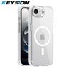KEYSION Прозрачный чехол для MagSafe для iPhone 16e Мягкий TPU+акриловый магнитный беспроводной зарядный телефон Прозрачный чехол для iPhone 16e