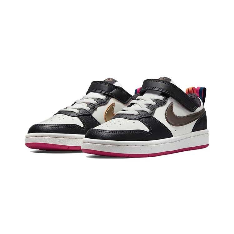 Nike Court Borough 2 Low 2 SE Leather Casual Low top Skateboard Shoes White Black Pink Children Aged 3 7 Years Old DJ0041-100