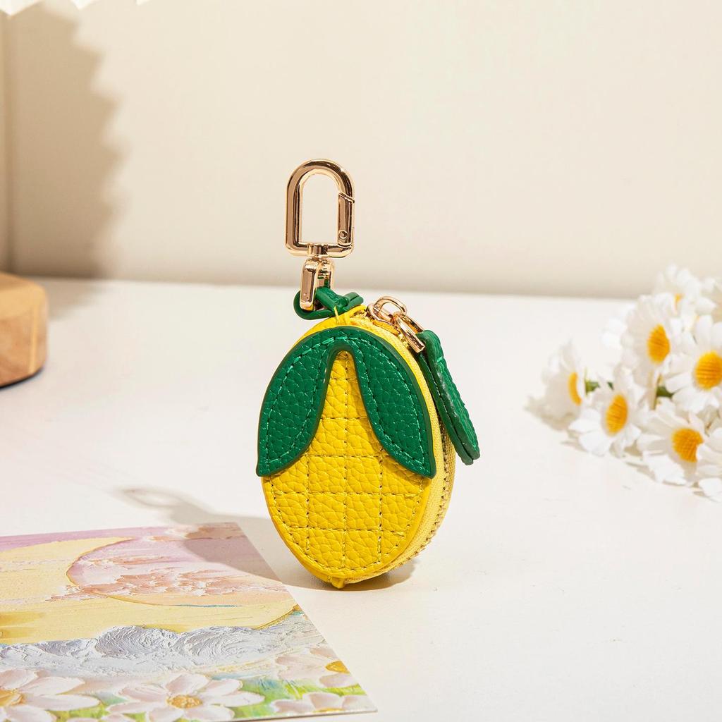 Cross-border Spot Bag Charm: Fruit Series Coin Purse, PU Leather Keychain, Earphone Bag - Small & Cute
