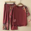 Plus Size 3XL-8XL Women's Two Pieces Set Summer Vintage Clothing Elegant Oversize Pants Sets