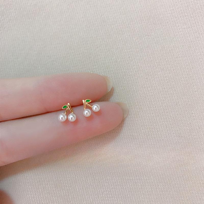 Серьги-гвоздики Cherry, женские маленькие серьги-фрукты, простые серьги для спокойного сна, простые повседневные безделушки
