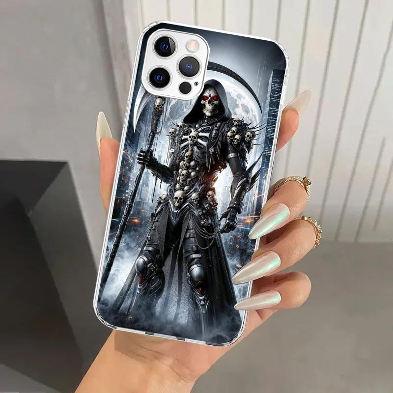 Чехол для телефона Смерть Жнец Череп Коса для Iphone 17 Air 16 15 Plus 14 13 Mini 12 11 Pro Max 16E 7 8 SE 2020 Мягкий Funda Печать