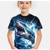 Футболка с 3D-принтом акулы, с коротким рукавом, с круглым вырезом, дышащий летний спортивный повседневный топ, детские футболки для мальчика