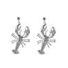 Gold Red Lobster Charm Earrings Zinc Alloy Stainless Steel Studs Women Beach Vacation Ocean Style Fashion Jewelry