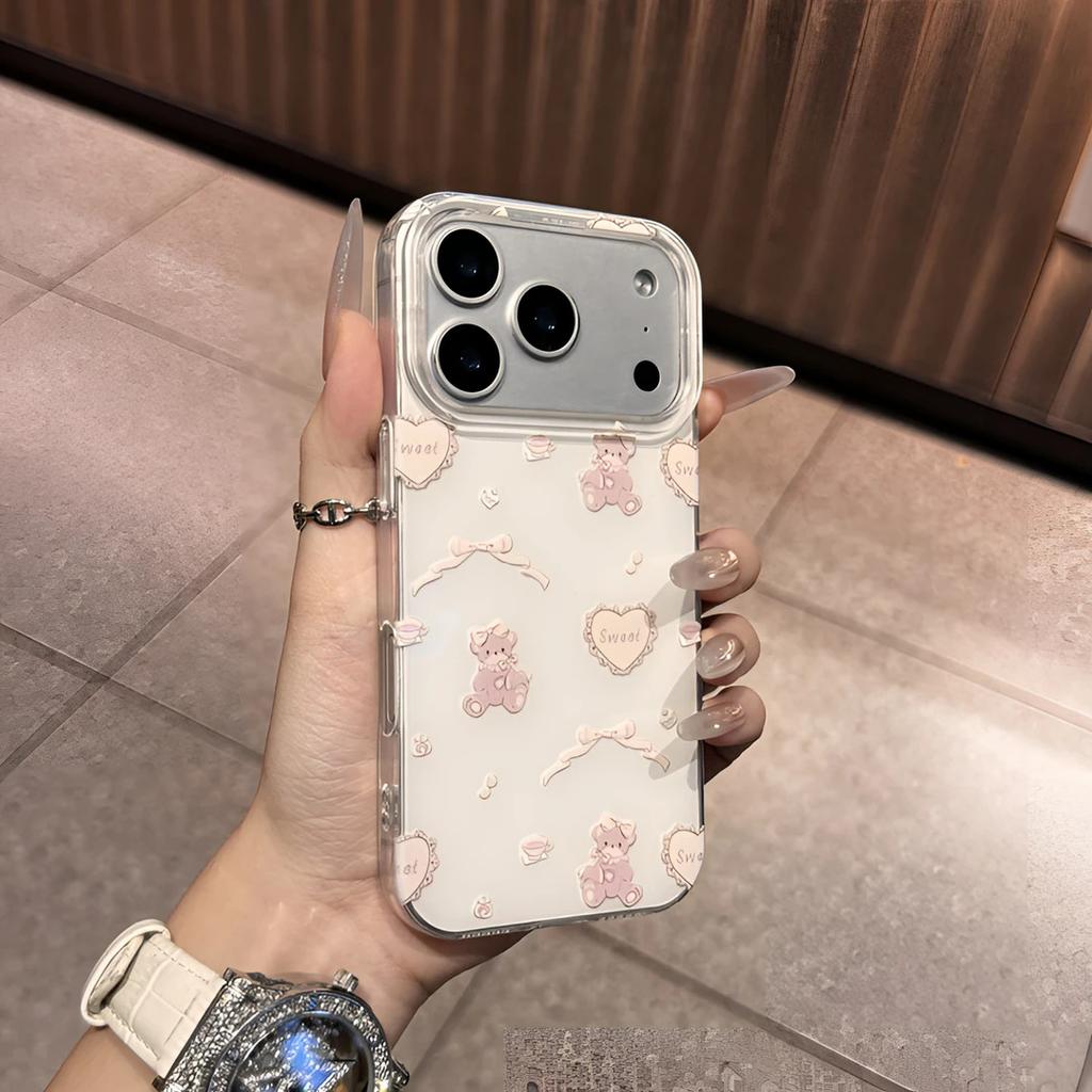 Ins girl powder love bear подходит для чехла на телефон Apple 17Promax IP16 большое отверстие IMD15 милые 14 наборов