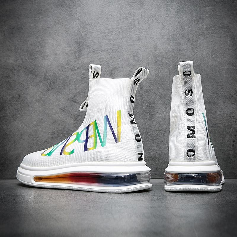 Мужские высокие носки, обувь, летняя дышащая модная обувь с плетением из мух, мягкая подошва с воздушной подушкой, соответствие модным тенденциям. Прямая трансляция в Гонконге