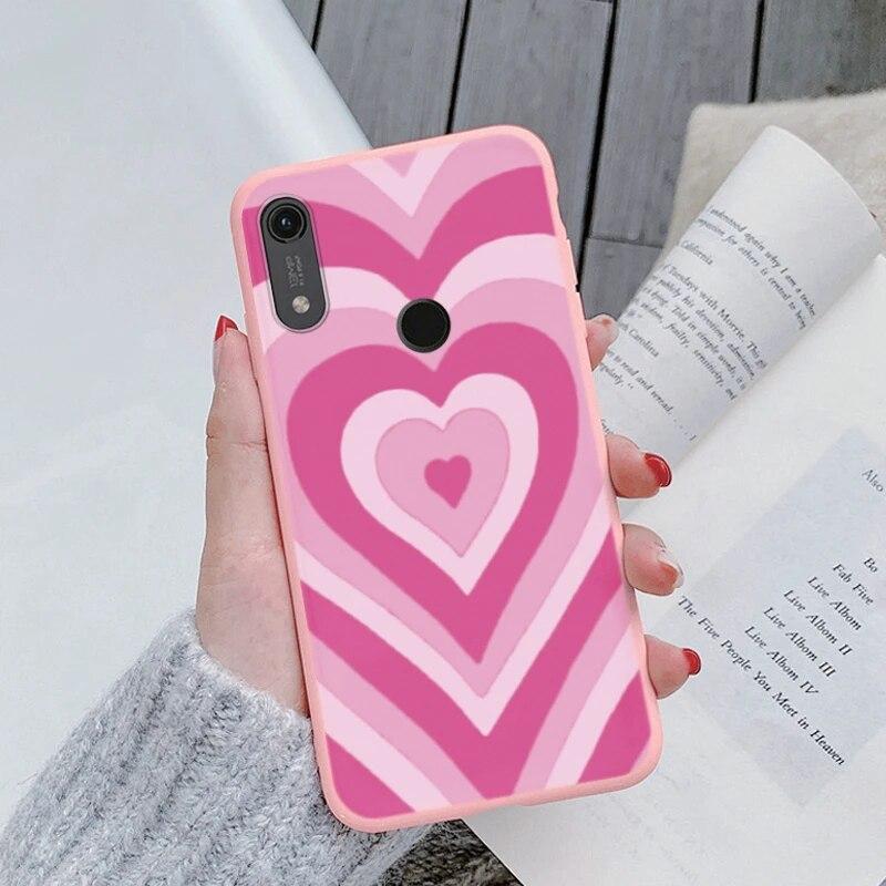 Милый мультяшный чехол для Huawei Y6 2019 с отверстием для пары, синий цветочный столик, мягкий чехол из ТПУ для Huawei Y6 2019, розовый узор, большое сердце, противоударная защитная задняя сумка