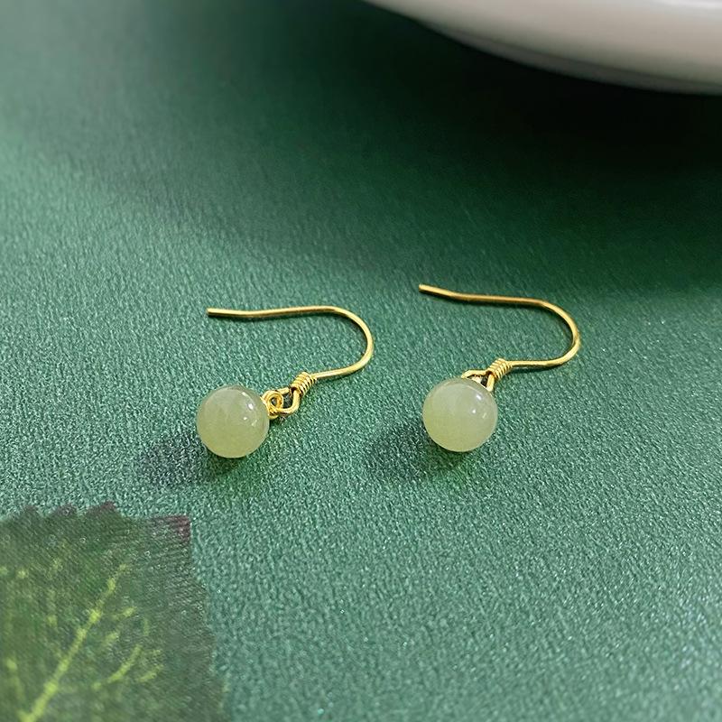 Новые китайские серьги-крючки Hetian Jade для женщин в стиле ретро для девочек в китайском стиле, новые украшения для ушей