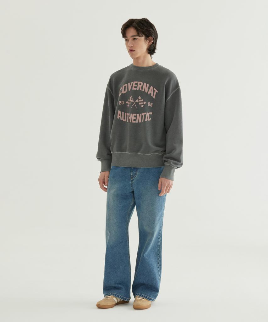 COVERNAT Flag Graphic Pigment Sweatshirt Charcoal