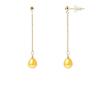 Dangling Earrings - - Genuine Freshwater Pearls 7-8 Mm - Yellow Gold - 2 Year Warranty
