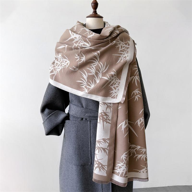 Luxury Brand Cashmere Women Floral Scarf Winter Warm Shawl and Wrap Bandana Pashmina Female Foulard Square Thick Blanket Poncho