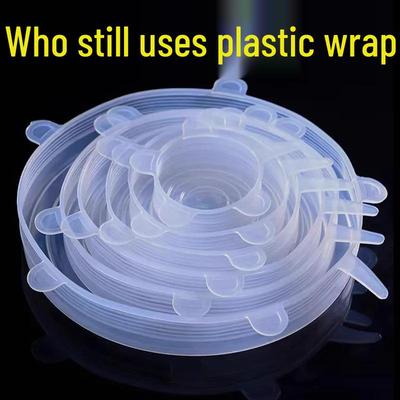 Набор из 6 силиконовых растягивающихся крышек для сохранения свежести для мисок, фруктов и овощей