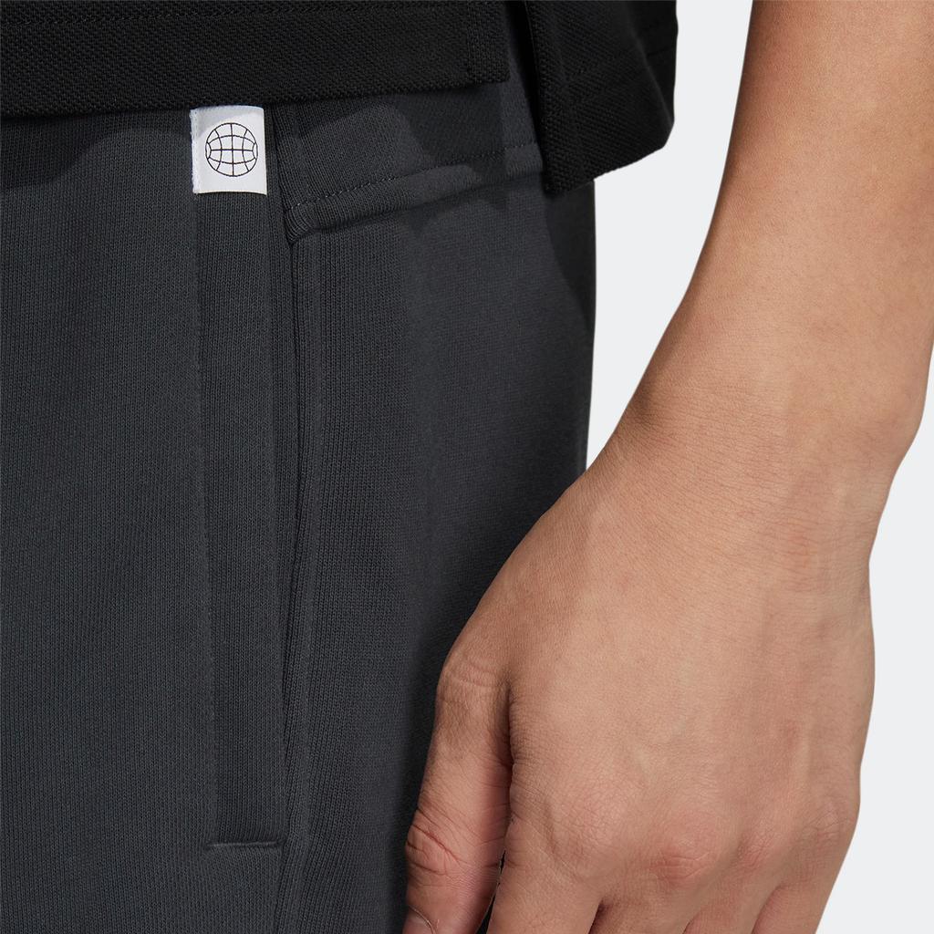 Adidas Pure Color Logo Embroidered Badge Loose Sports Pants Men Bottoms Carbon-Black IK3468