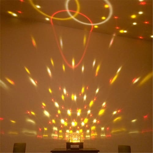 SOLMORE Stage Lighting, 9-Color LED, Rotating Crystal Ball, Voice Control, MP3 Playback, Remote Control, AC 110V-240V, for Stage/Disco/Party/KTV/Karao