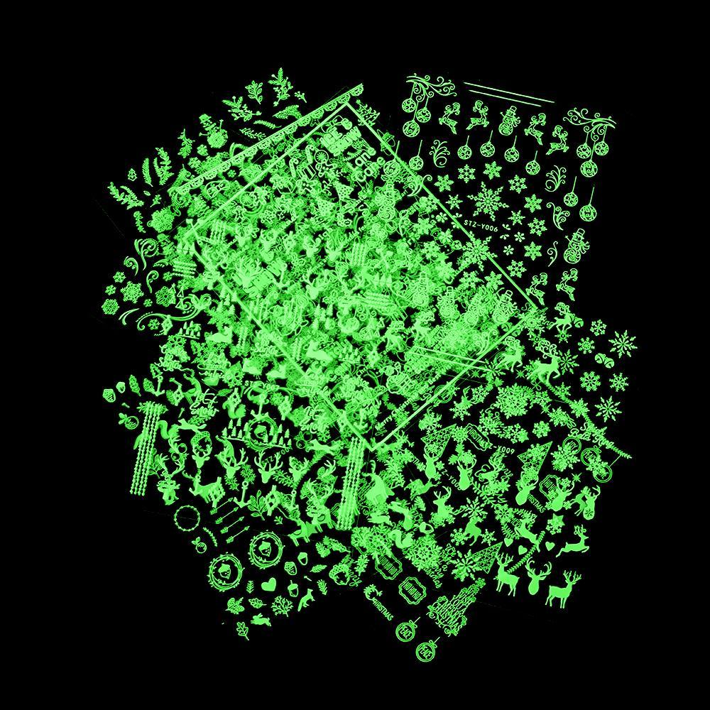 Клейкие наклейки Слайдер для дизайна ногтей DIY Маникюр Наклейка для ногтей 3D Светящиеся Рождественские Белые Снежинки