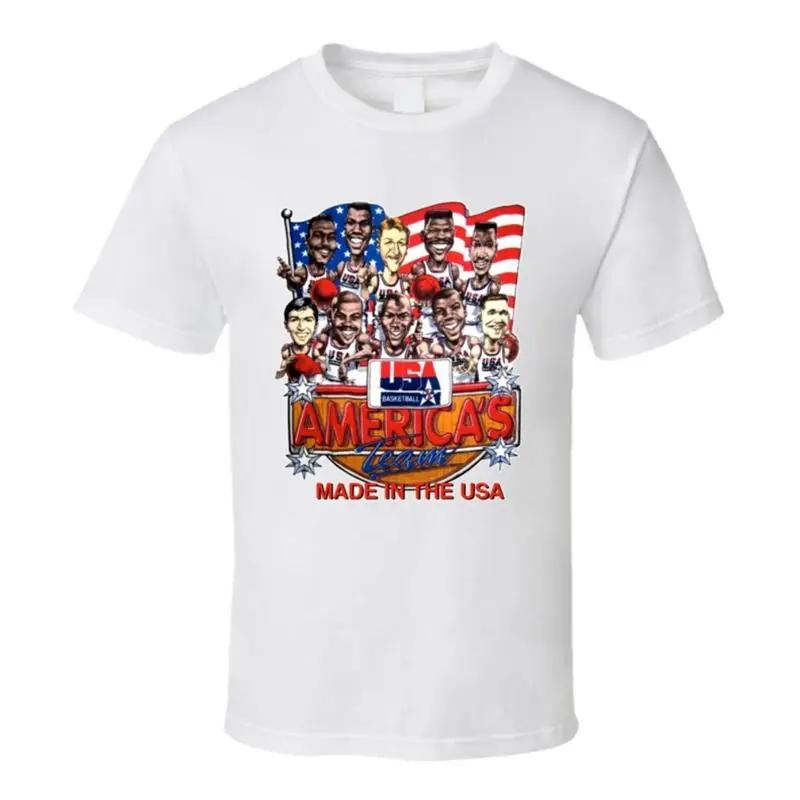 Белая футболка с карикатурой на Dream Team 1992 по баскетболу