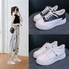 Woman Footwear Lace Up Round Toe Shoes for Women High On Platform Korean Original 39 H Vulcanized Shoe A Comfortable and Elegant