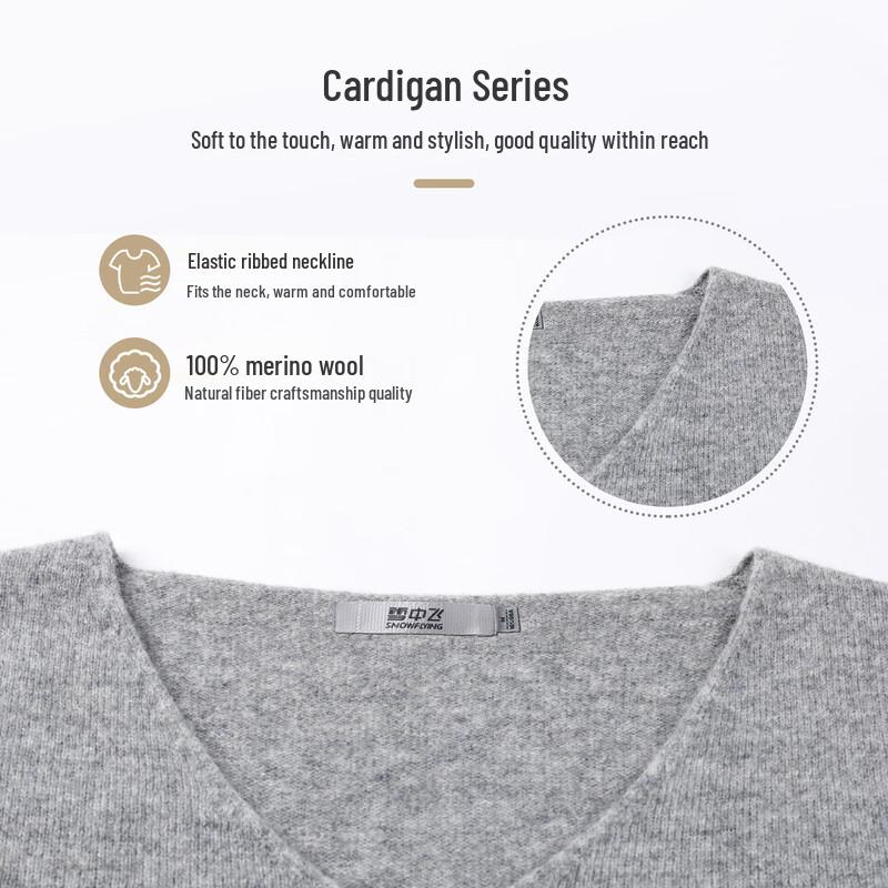 SNOWFLYING Женский базовый трикотажный свитер с V-образным вырезом из 100% мериносовой шерсти