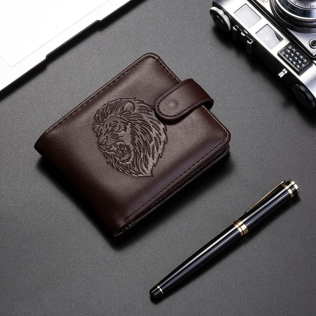 Lion Embossed Wallet Multi-Slot Men'S Card Holder Credit Card Wallet Practical Pu Leather Coin Bag For Fashion Accessory Daily