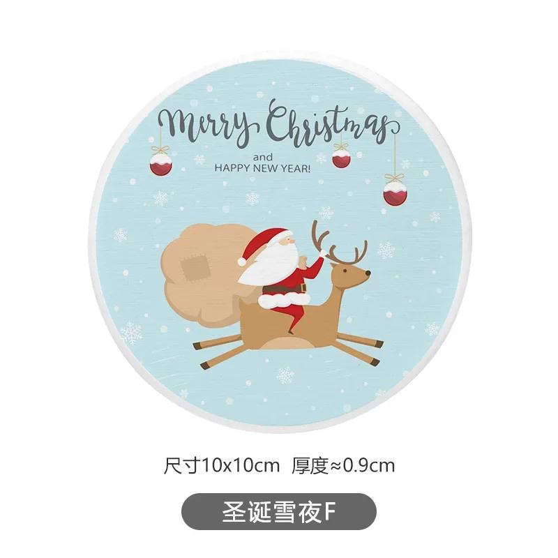 Рождественские диатомитовые впитывающие подставки мультяшный снеговик противоскользящие высокотемпературные подставки для чашек теплоизоляция горячая подставка декор стола