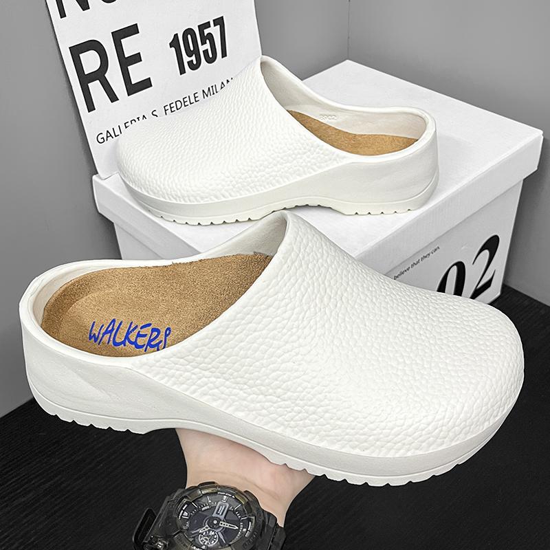 Men's and Women's New Work Leisure Non-slip Grease Chef Shoes Large Size Nurse Shoes Flat Comfortable Light Half Slippers