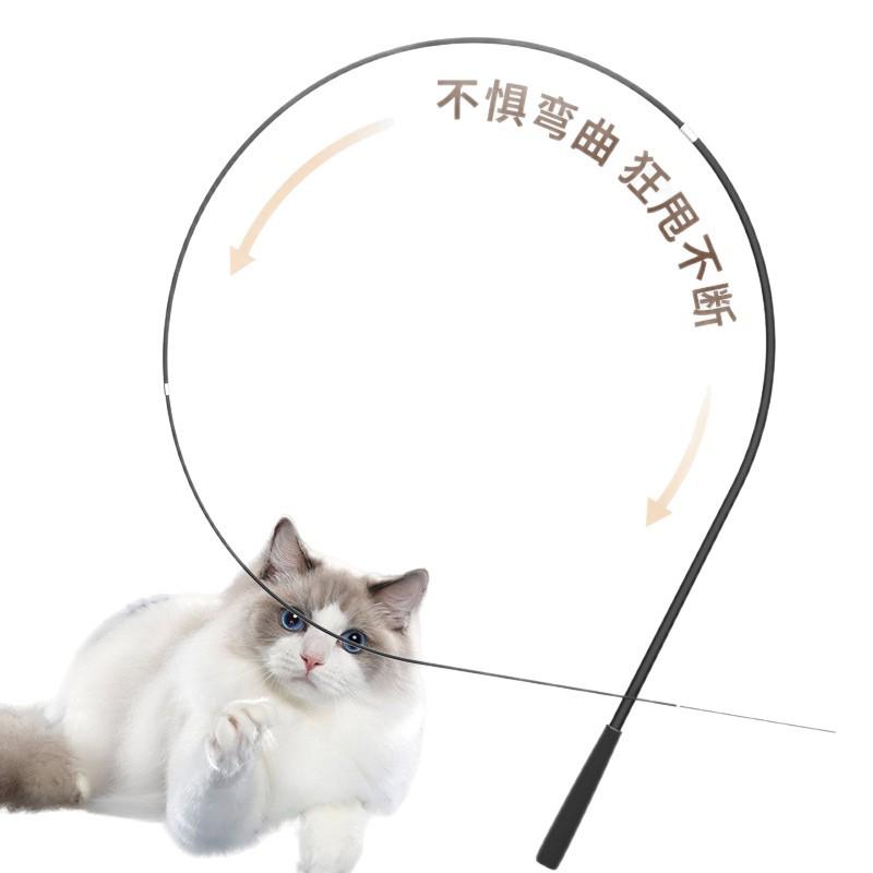 Выдвижная удочка-дразнилка для кошек с перьями - Игрушка для котят, устойчивая к укусам, для самостоятельной игры