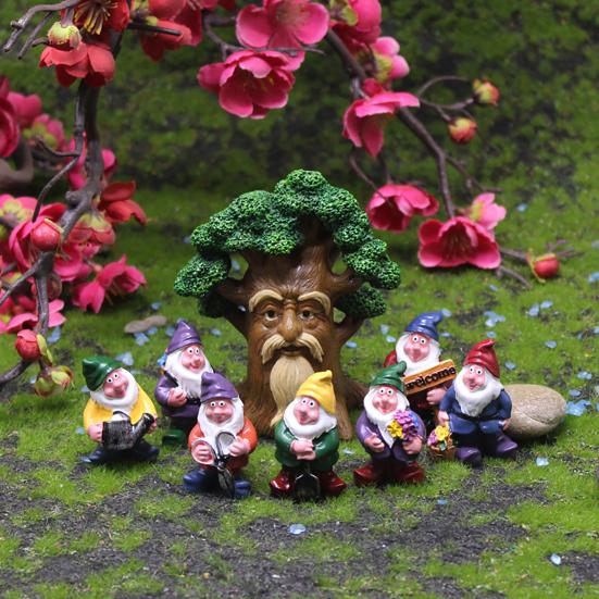 Фигурка Дедушка Дерево Смола Мини Статуэтки Гномов Миниатюры Феи Цветов Коллекционные Предметы Аксессуары для Сказочного Сада для Комнатных и Уличных Горшечных Растений