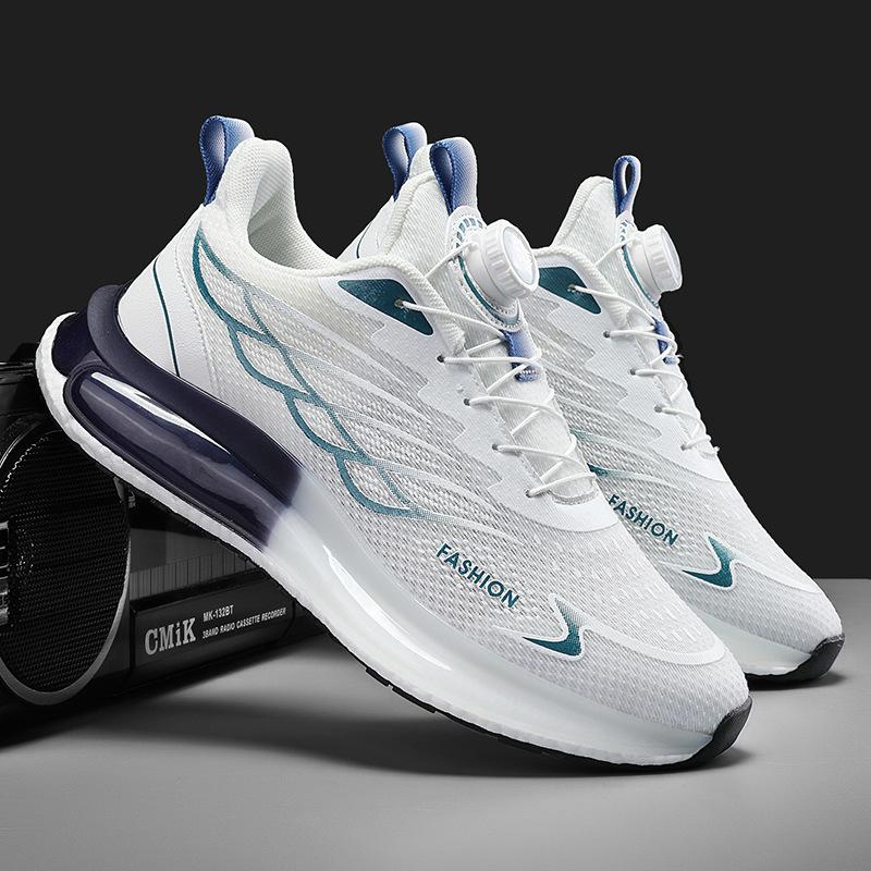 Outdoor men's shoes new rotating button running sneakers men's breathable thick-soled popcorn cushioning running shoes