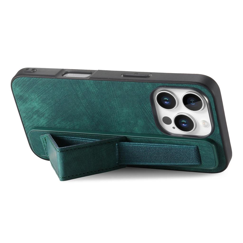 Кожаный чехол для телефона с подставкой и ремешком на запястье для iPhone 16 15 Pro Max Plus SE 2025, противоударная защитная крышка