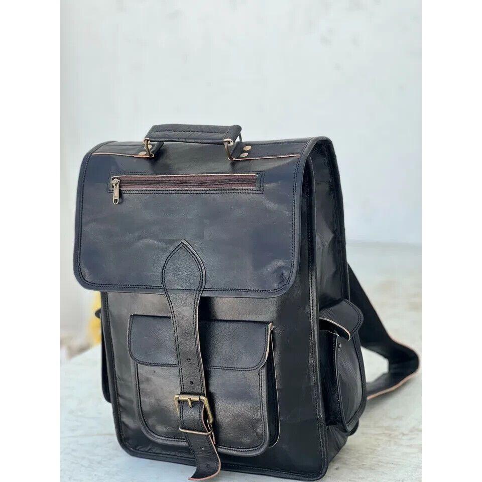 16-дюймовый мужской рюкзак из натуральной кожи, сумка-портфель для ноутбука, черный винтажный цвет