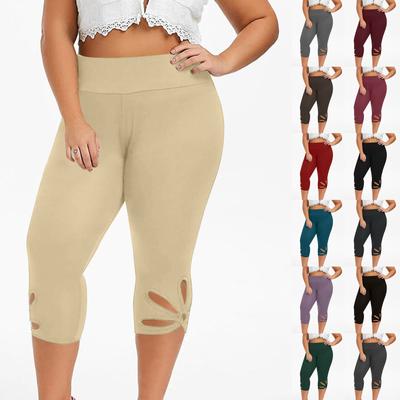 Брюки с семью точками, повседневные брюки с полыми лепестками, плотные эластичные женские брюки