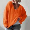 Women's Fashion Casual V-neck Solid Color Long-sleeve Knitted Sweater Top